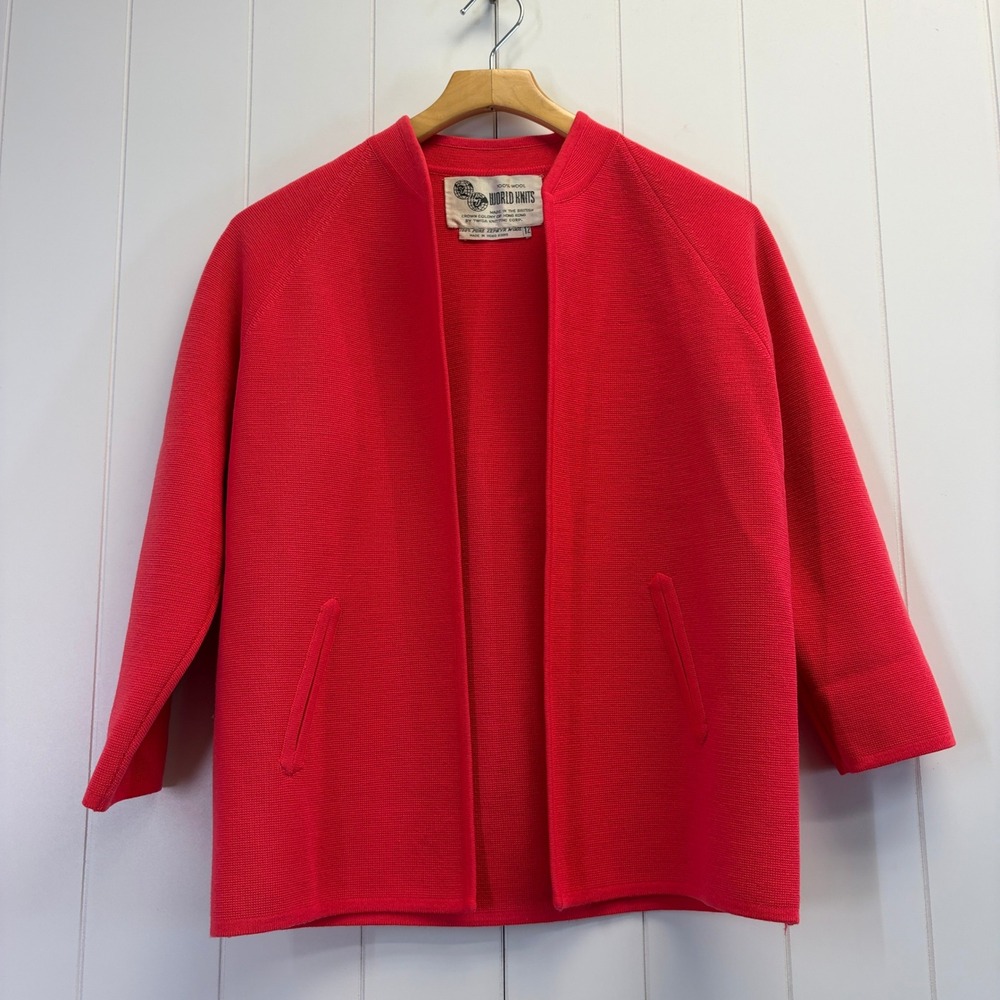 Vintage World Knits 60s 70s Academia Cardigan Jacket Women Size 12 Twee Mod Chic